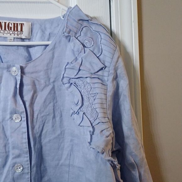 Night Studio Linen vintage ight lilac button down jacket and skirt set  Sz 20 - Picture 4 of 11